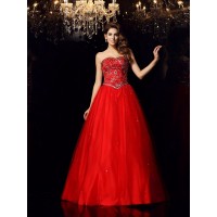 Ball Gown Sweetheart Beading Sleeveless Long Satin Quinceanera Dresses
