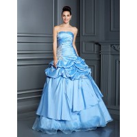 Ball Gown Sweetheart Ruffles Sleeveless Long Organza Quinceanera Dresses