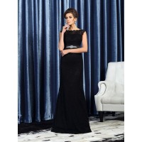 Sheath/Column Bateau Beading Sleeveless Long Lace Mother of the Bride Dresses