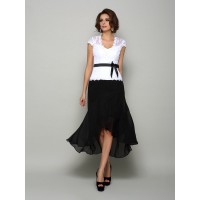A-Line/Princess V-neck Sash/Ribbon/Belt Sleeveless High Low Chiffon Mother of the Bride Dresses