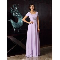 A-Line/Princess Square Beading Sleeveless Long Chiffon Mother of the Bride Dresses