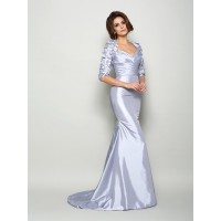 Trumpet/Mermaid Sweetheart Applique 1/2 Sleeves Long Taffeta Mother of the Bride Dresses