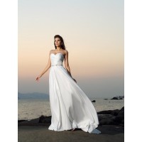 A-Line/Princess Sweetheart Beading Sleeveless Long Taffeta Beach Wedding Dresses