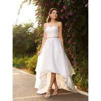 A-Line/Princess Sweetheart Beading Sleeveless High Low Organza Wedding Dresses