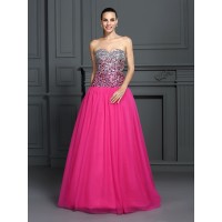 Ball Gown Sweetheart Sleeveless Long Organza Quinceanera Dresses