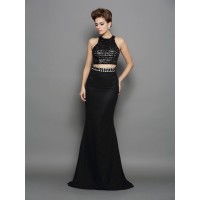 Trumpet/Mermaid High Neck Sleeveless Long Chiffon Two Piece Dresses