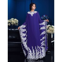 A-Line/Princess Scoop Applique Long Sleeves Long Chiffon Mother of the Bride Dresses