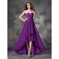 A-line/Princess Sweetheart Ruffles Sleeveless High Low Chiffon Bridesmaid Dresses