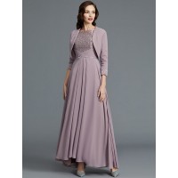 A-Line/Princess 1/2 Sleeves Scoop Asymmetrical Chiffon Mother of the Bride Dresses