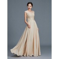 A-Line/Princess Scoop Sleeveless Ruffles Chiffon Floor-Length Mother of the Bride Dresses