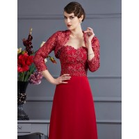 Net 3/4 Sleeves Applique Special Occasion Wrap