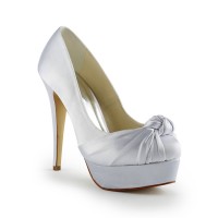 Women's Gorgeous Satin Stiletto Heel Pumps With Ruched White Wedding Shoes