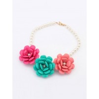 Occident Candy colors Imitation pearls Big Flowers Hot Sale Necklace