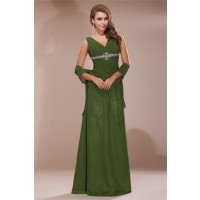 Sheath/Column V-neck Sleeveless Beading Long Chiffon Mother of the Bride Dresses
