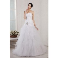 A-Line/Princess Sweetheart Sleeveless Applique Long Taffeta Net Wedding Dresses