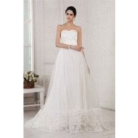 A-Line/Princess Sweetheart Sleeveless Beading Applique Long Net Wedding Dresses