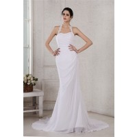 Trumpet/Mermaid Halter Sleeveless Beading Applique Long Chiffon Wedding Dresses