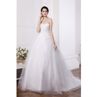 Ball Gown Sweetheart Sleeveless Beading Applique Long Net Wedding Dresses