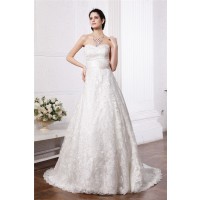 A-Line/Princess Sweetheart Sleeveless Sash Long Lace Wedding Dresses