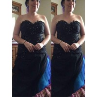 Sheath/Column Sweetheart Sleeveless Beading Floor-Length Tulle Plus Size Dresses