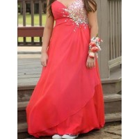 A-Line/Princess Sweetheart Sleeveless Beading Floor-Length Chiffon Plus Size Dresses