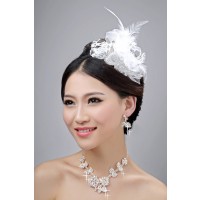 Nice Alloy Clear Crystals Flower Wedding Headpieces Necklaces Earrings Set
