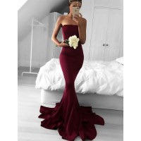 Trumpet/Mermaid Strapless Sweep/Brush Train Jersey Sleeveless Ruffles Dresses