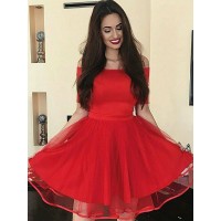 A-Line/Princess Organza Off-the-Shoulder Ruffles Short/Mini Dresses