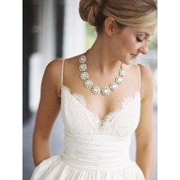 A-Line/Princess V-neck Satin Ruched Sleeveless Sweep/Brush Train Wedding Dresses
