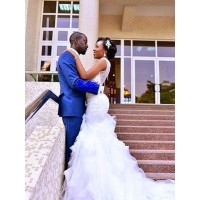 Trumpet/Mermaid Sweetheart Beading Tulle Sleeveless Court Train Wedding Dresses