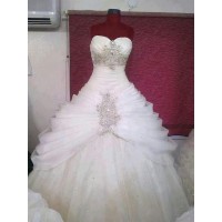 Ball Gown Tulle Sweetheart Ruffles Sleeveless Floor-Length Wedding Dresses