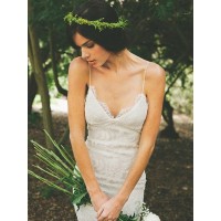 Trumpet/Mermaid Lace Ruffles Spaghetti Straps Sleeveless Sweep/Brush Train Wedding Dresses