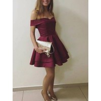 A-Line/Princess Sleeveless Off-the-Shoulder Satin Layers Short/Mini Dresses