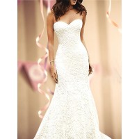 Trumpet/Mermaid Sleeveless Sweetheart Sweep/Brush Train lace Wedding Dresses