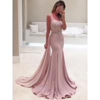 Trumpet/Mermaid Sleeveless One-Shoulder Sweep/Brush Train Ruffles Chiffon Dresses