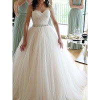 Ball Gown Sweetheart Sleeveless Floor-Length Beading Tulle Wedding Dresses