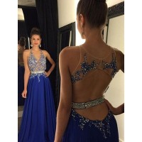 A-Line/Princess Sleeveless V-neck Chiffon Applique Floor-Length Dresses