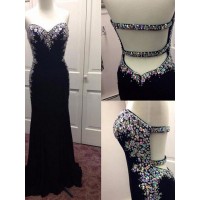 Sheath/Column Sweetheart Sleeveless Spandex Paillette Sweep/Brush Train Dresses