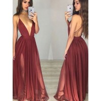 A-Line/Princess Sleeveless Spaghetti Straps Chiffon Floor-Length Ruched Dresses