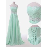 A-Line/Princess Sleeveless Sweetheart Floor-Length Beading Chiffon Bridesmaid Dresses