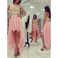A-Line/Princess Sleeveless Sweetheart Beading Chiffon Asymmetrical Dresses