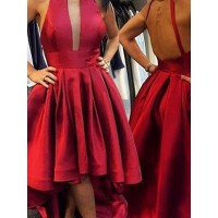 A-Line/Princess Sleeveless Halter Satin Asymmetrical Dresses