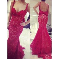 Trumpet/Mermaid Lace V-neck Beading Sleeveless Sweep/Brush Train Plus Size Dresses