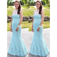 Trumpet/Mermaid Sleeveless Sweetheart Lace Beading Floor-Length Dresses