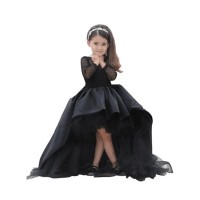 Ball Gown Scoop Long Sleeves Sash/Ribbon/Belt Sweep/Brush Train Satin Flower Girl Dresses