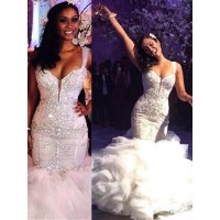 Trumpet/Mermaid Sleeveless Sweep/Brush Train Organza Straps Wedding Dresses