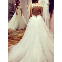 Ball Gown Sleeveless Sweetheart Chapel Train Tulle Wedding Dresses