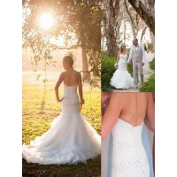 Trumpet/Mermaid Sweetheart Sleeveless Court Train Tulle Wedding Dresses