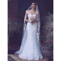 Trumpet/Mermaid Tulle Sleeveless Sweep/Brush Train Straps Wedding Dresses