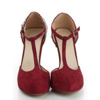Women's Suede Stiletto Heel Closed Toe Platform With Rhinestone Platforms Shoes